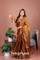 Indupriyaa Gold Temple Designe Handloom Tissue Cotton Saree